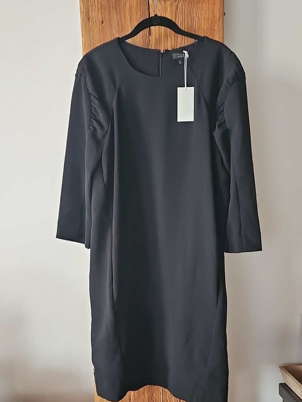 NWT COS Black Shift Dress  Classic 3/4 Sleeve Sz 12